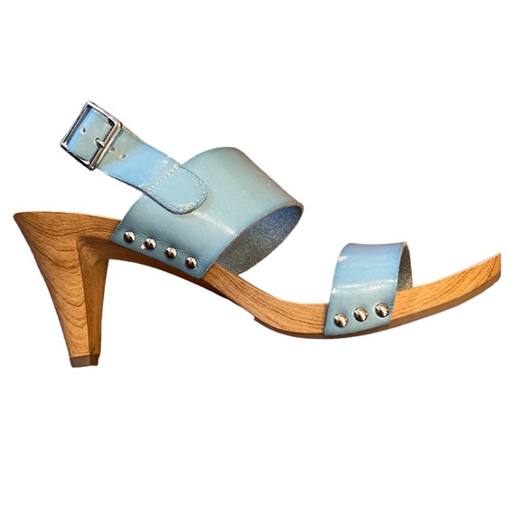 Nina Shoes - Nina Light Blue Leather Studded Slingback Heels
